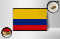 Holzschild Flagge Kolumbien 18x12cm Retro Flag Colombia
