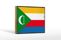 Holzschild Flagge der Komoren 18x12cm Retro Flag Comoros