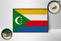 Holzschild Flagge der Komoren 18x12cm Retro Flag Comoros