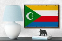 Holzschild Flagge der Komoren 18x12cm Retro Flag Comoros