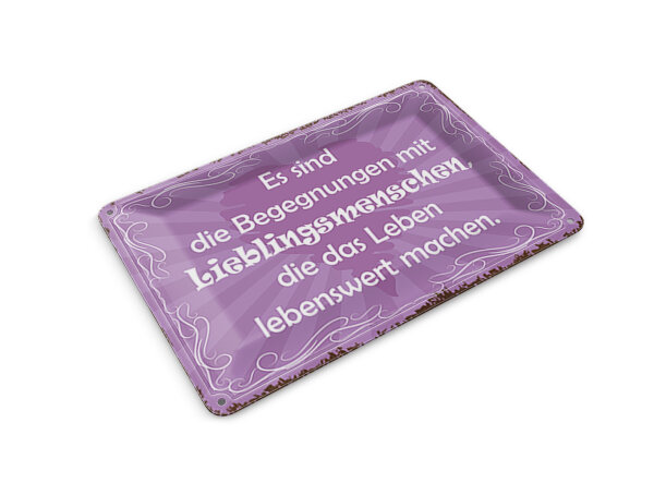 Blechpostkarte Spruch 14x10 cm Begegnungen Lieblingsmenschen Deko Schild