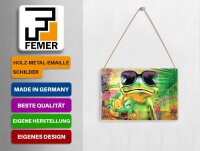 Blechpostkarte Frosch 14x10 cm Cocktail Mojito Summer Strand Deko Schild