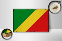 Holzschild Flagge Kongo 18x12cm Retro Flag of the Congo