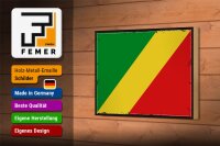 Holzschild Flagge Kongo 18x12cm Retro Flag of the Congo