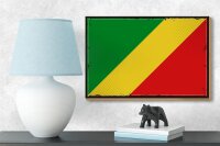 Holzschild Flagge Kongo 18x12cm Retro Flag of the Congo