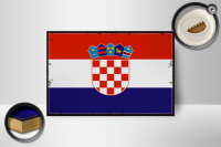 Holzschild Flagge Kroatien 18x12 cm Retro Flag of Croatia