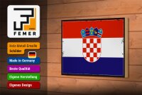 Holzschild Flagge Kroatien 18x12 cm Retro Flag of Croatia