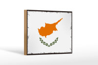 Holzschild Flagge Zypern 18x12cm Retro Flag of Cyprus
