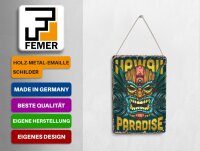 Blechpostkarte Retro 10x14 cm Hawaii Paradiese Alkohol Metall Deko Schild