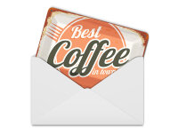 Blechpostkarte Retro 14x10cm Kaffee best Coffee in town Deko Schild