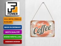 Blechpostkarte Retro 14x10cm Kaffee best Coffee in town Deko Schild