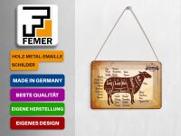 Blechpostkarte Lamm 14x10 cm Lamb cuts Organic Metzgerei Deko Schild