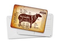 Blechpostkarte Lamm 14x10 cm Lamb cuts Organic Metzgerei Deko Schild