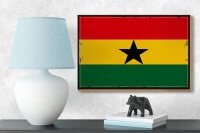 Holzschild Flagge Ghanas 18x12 cm Retro Flag of Ghana Dekoration