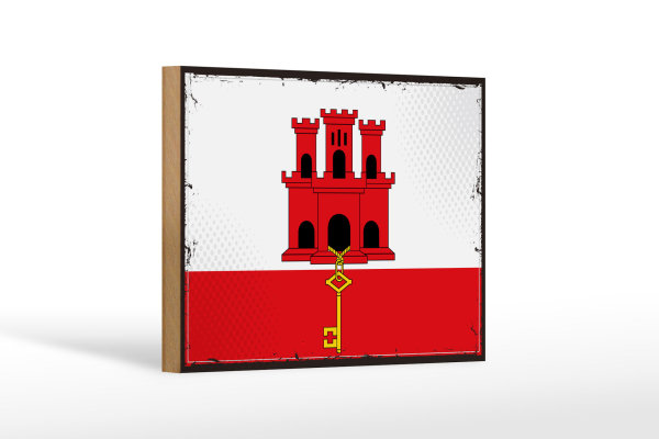 Holzschild Flagge Gibraltars 18x12 cm Retro Flag Gibraltar Dekoration