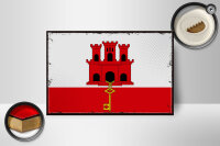 Holzschild Flagge Gibraltars 18x12 cm Retro Flag Gibraltar Dekoration