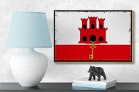Holzschild Flagge Gibraltars 18x12 cm Retro Flag Gibraltar Dekoration