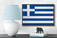 Holzschild Flagge Griechenlands 18x12 cm Retro Flag Greece Dekoration