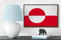 Holzschild Flagge Grönlands 18x12 cm Retro Flag Greenland Dekoration
