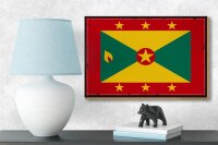 Holzschild Flagge Grenadas 18x12 cm Retro Flag of Grenada Dekoration