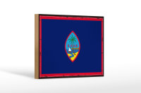 Holzschild Flagge Guams 18x12 cm Retro Flag of Guam...