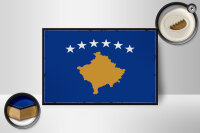 Holzschild Flagge Kosovo 18x12 cm Retro Flag of Kosovo Dekoration