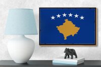 Holzschild Flagge Kosovo 18x12 cm Retro Flag of Kosovo Dekoration