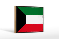 Holzschild Flagge Kuwaits 18x12 cm Retro Flag of Kuwait...