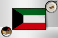 Holzschild Flagge Kuwaits 18x12 cm Retro Flag of Kuwait Dekoration