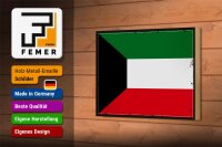 Holzschild Flagge Kuwaits 18x12 cm Retro Flag of Kuwait Dekoration