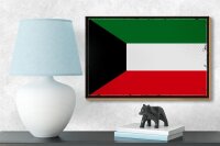 Holzschild Flagge Kuwaits 18x12 cm Retro Flag of Kuwait Dekoration