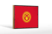 Holzschild Flagge Kirgisistans 18x12 cm Retro Kyrgyzstan...