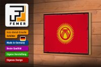 Holzschild Flagge Kirgisistans 18x12 cm Retro Kyrgyzstan Dekoration