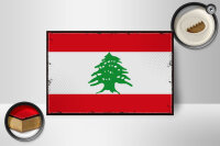 Holzschild Flagge Libanon 18x12 cm Retro Flag of Lebanon Dekoration