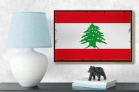 Holzschild Flagge Libanon 18x12 cm Retro Flag of Lebanon Dekoration