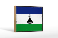 Holzschild Flagge Lesothos 18x12 cm Retro Flag of Lesotho...