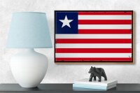 Holzschild Flagge Liberias 18x12 cm Retro Flag of Liberia Dekoration