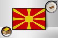 Holzschild Flagge Mazedoniens 18x12cm Retro Flag Macedonia Dekoration