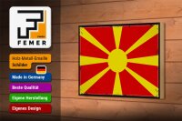 Holzschild Flagge Mazedoniens 18x12cm Retro Flag Macedonia Dekoration
