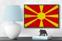 Holzschild Flagge Mazedoniens 18x12cm Retro Flag Macedonia Dekoration