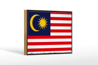Holzschild Flagge Malaysias 18x12cm Retro Flag of Malaysia Dekoration