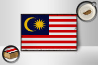 Holzschild Flagge Malaysias 18x12cm Retro Flag of Malaysia Dekoration