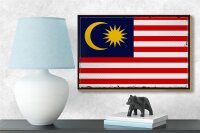 Holzschild Flagge Malaysias 18x12cm Retro Flag of Malaysia Dekoration