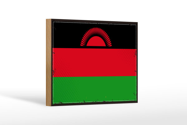 Holzschild Flagge Malawis 18x12 cm Retro Flag of Malawi Dekoration