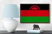 Holzschild Flagge Malawis 18x12 cm Retro Flag of Malawi Dekoration