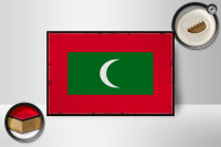 Holzschild Flagge Malediven 18x12 cm Retro Flag Maldives Dekoration