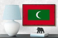 Holzschild Flagge Malediven 18x12 cm Retro Flag Maldives Dekoration