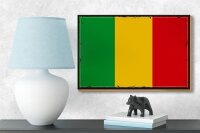 Holzschild Flagge Malis 18x12 cm Retro Flag of Mali Dekoration