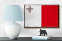 Holzschild Flagge Maltas 18x12 cm Retro Flag of Malta Dekoration