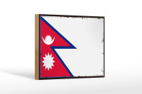 Holzschild Flagge Nepals 18x12 cm Retro Flag of Nepal...